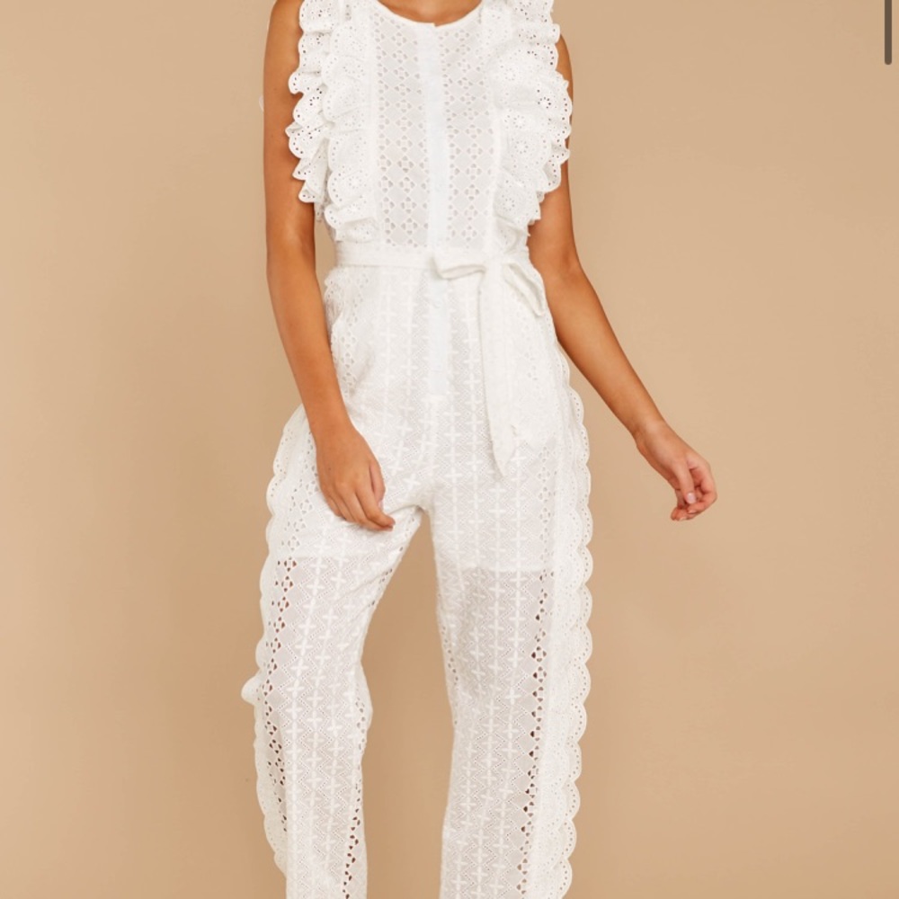 White eyelet jumpsuit